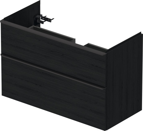 Тумба подвесная под раковину DURAVIT D-Neo DE435601616 984 мм х 452 мм, с выдвижным ящиком и выдвижным отделением, чёрный дуб