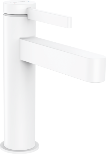 Смеситель для раковины HANSGROHE Finoris 76023700 110 мм, со сливным клапаном, белый матовый
