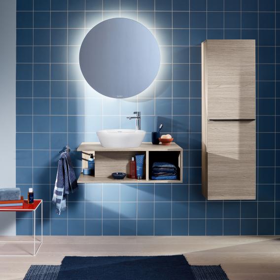 Тумба подвесная под раковину слева DURAVIT D-Neo DE492901616 1000 мм х 550 мм, с открытой боковой полкой справа и консолью, чёрный дуб