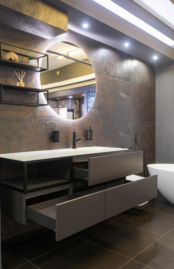 Тумба подвесная BMT BLEUS 4.0 971 106 LEF 01 440    900х486х500 мм, с 2 выдвижными ящиками, цвет Porfido Opaco