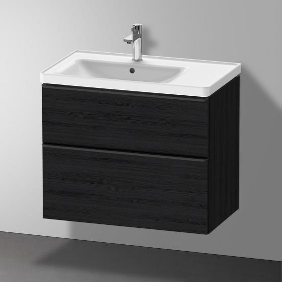 Тумба подвесная под раковину DURAVIT D-Neo DE435701616 784 мм х 452 мм, с выдвижным ящиком и выдвижным отделением, чёрный дуб