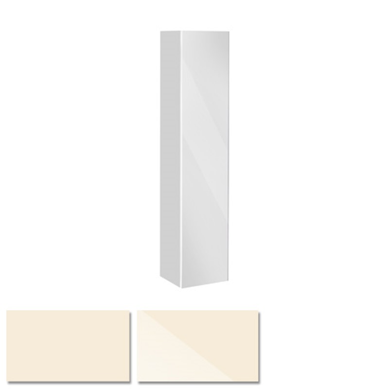 Высокий шкаф-пенал с корзиной Keuco Royal Reflex 34031 220001 350x1670x335 мм 1 дверь петли слева корпус глянецевый фасад стекло магнолия