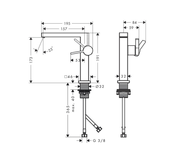 Однорычажный смеситель для раковины Hansgrohe Tecturis E 73040670 CoolStart, с клапаном push-open, цвет Чёрный матовый