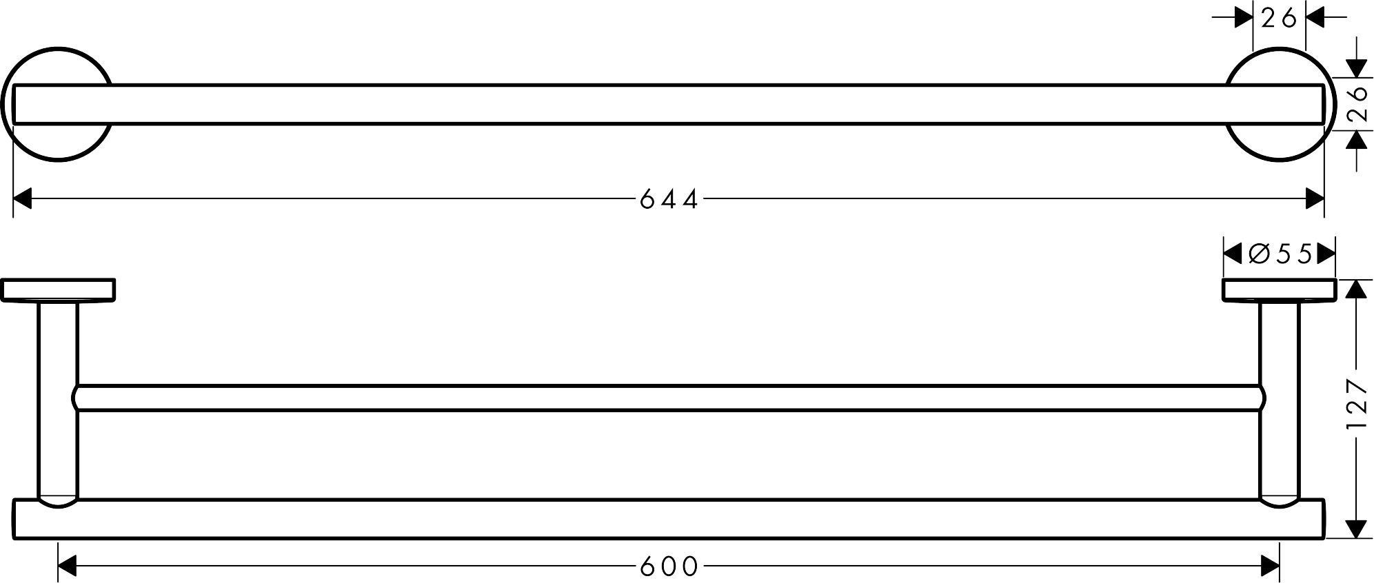 Двойной полотенцедержатель для банных полотенец HANSGROHE LOGIS UNIVERSAL 41712000 цвет Хром