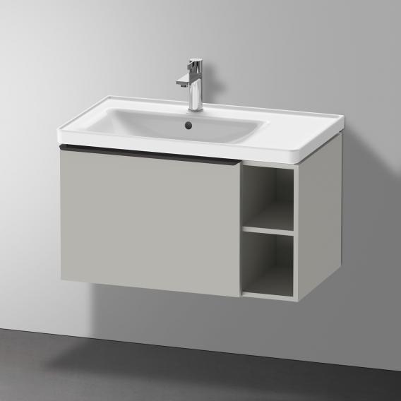 Тумба подвесная под раковину DURAVIT D-Neo DE425800707 784 мм х 452 мм, с выдвижным ящиком и открытой боковой полкой, бетонно-серый матовый