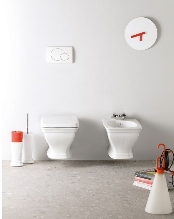 Биде повдесное ARTCERAM CIVITAS CIB001 01 00 360 мм х 540 мм, с отверстием под смеситель, с переливом, с креплением, белое глянцевое