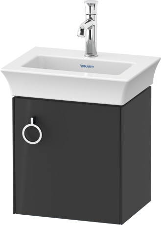 Тумба подвесная правая DURAVIT White Tulip WT4250RH1H1 298 мм х 384 мм, с одним выдвижным ящиком, с ручкой, графит глянцевый
