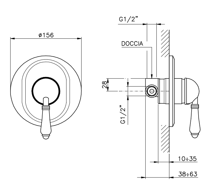 Смеситель для душа однорычажный NICOLAZZI MONOCOMANDO CLASSICO 3406BZ75 Бронза