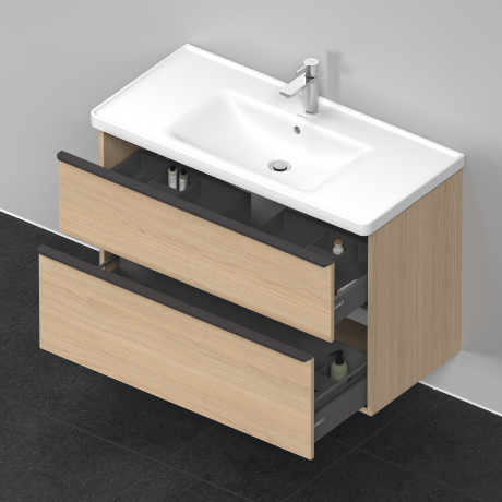 Тумба подвесная под раковину DURAVIT D-Neo DE435603030 984 мм х 452 мм, с выдвижным ящиком и выдвижным отделением, натуральный дуб