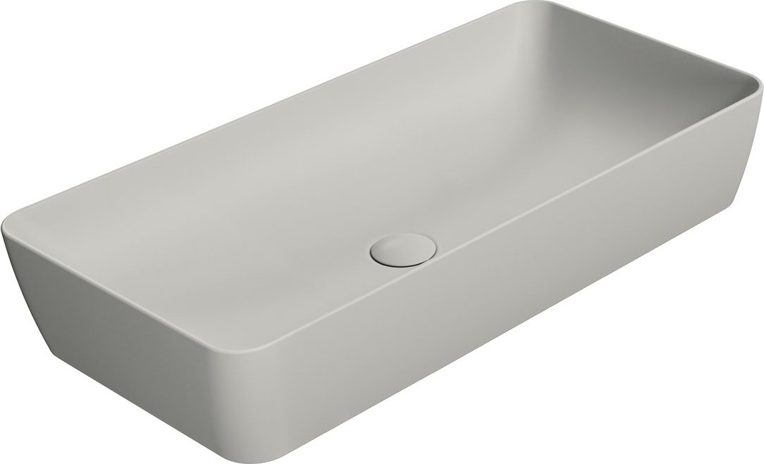 Раковина накладная GSI NUBES 904017 800х400 мм, без отверстия под смеситель, без перелива, цвет Cenere Matte