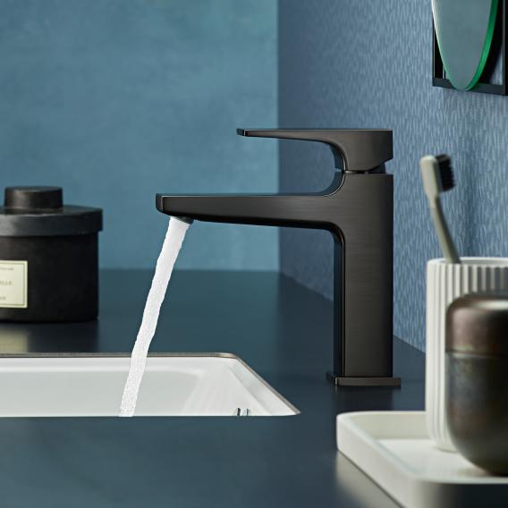 Смеситель для раковины Hansgrohe Metropol 32507340 со сливным донным клапаном Push-Open, шлифованный чёрный хром
