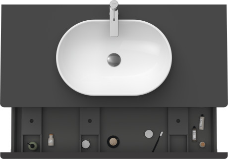 Тумба подвесная под раковину DURAVIT D-Neo DE494904949 1200 мм х 550 мм, с 1 выдвижным ящиком и консолью, графит матовый