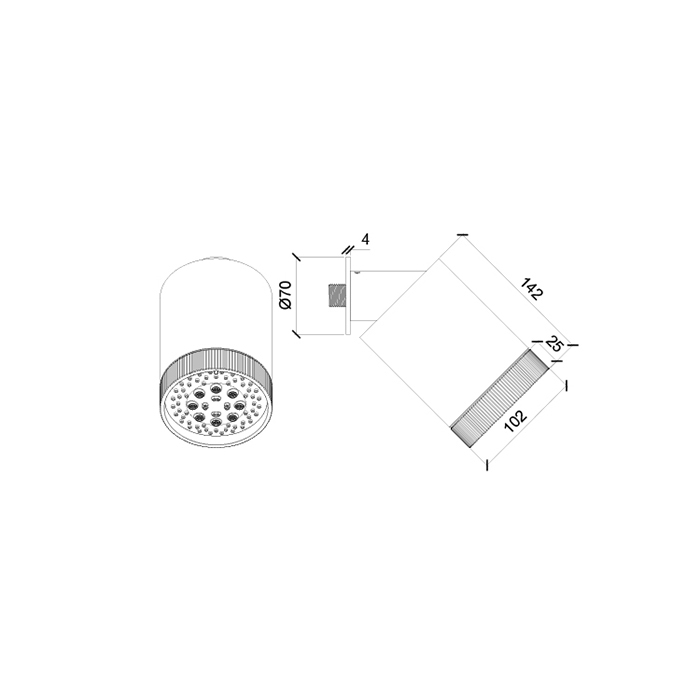 Настенный верхний душ с держателем ALMAR Beam Multijet E044286.316 100 мм, с круглым и квадратным отражателями, цвет Нержавеющая сталь брашированная AISI 316