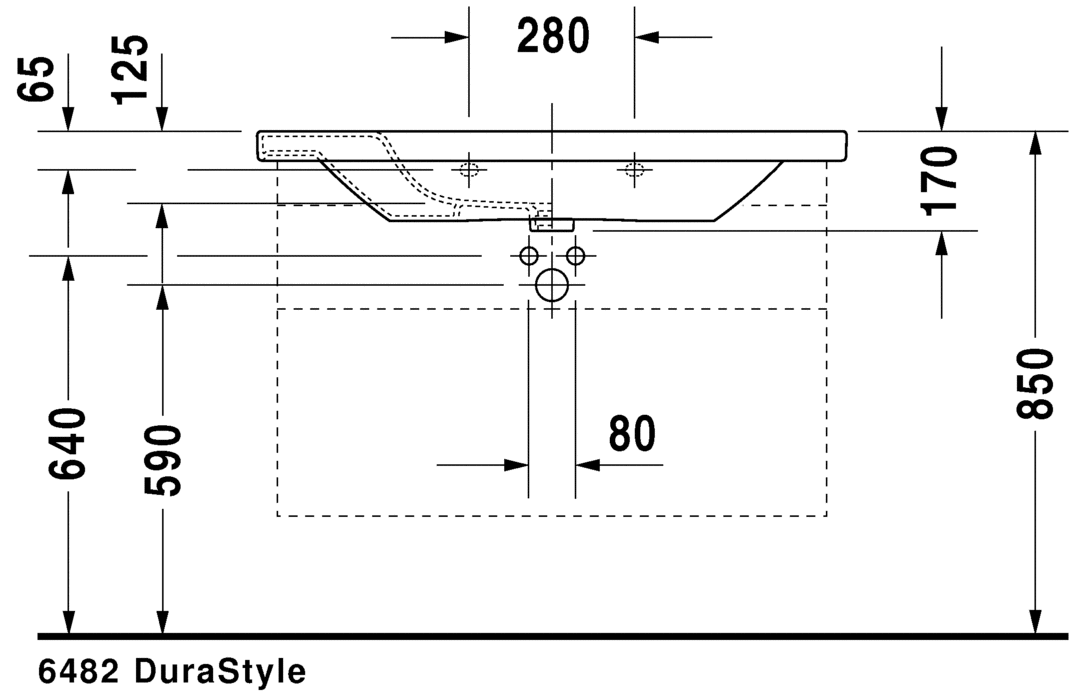 Раковина встраиваемая сверху Duravit DuraStyle 23201000001 с отверстием под смеситель, с переливом, с покрытием WonderGliss, белая