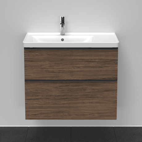 Тумба подвесная под раковину DURAVIT D-Neo DE435702121 784 мм х 452 мм, с выдвижным ящиком и выдвижным отделением, орех тёмный