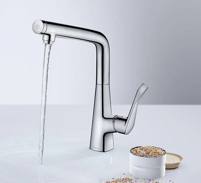 Однорычажный смеситель для кухни 1jet HANSGROHE Metris Select M71 14847800 260 мм, цвет Под сталь