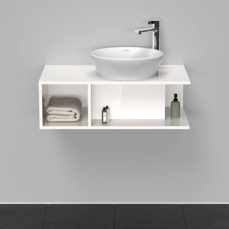 Тумба подвесная под раковину DURAVIT D-Neo DE493802222 800 мм х 480 мм, с консолью, с открытой полкой слева, белый глянцевый