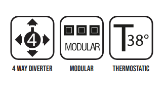 Встраиваемая внутренняя часть термостата ALMAR MODULAR PUSH E176914 на 4 потребителя, цвет Чёрный