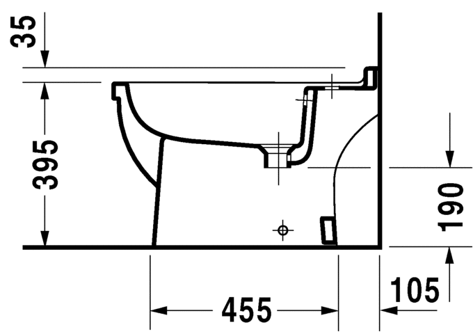 Напольное биде Duravit Starck 3 2234100000 с переливом, с креплением, белое