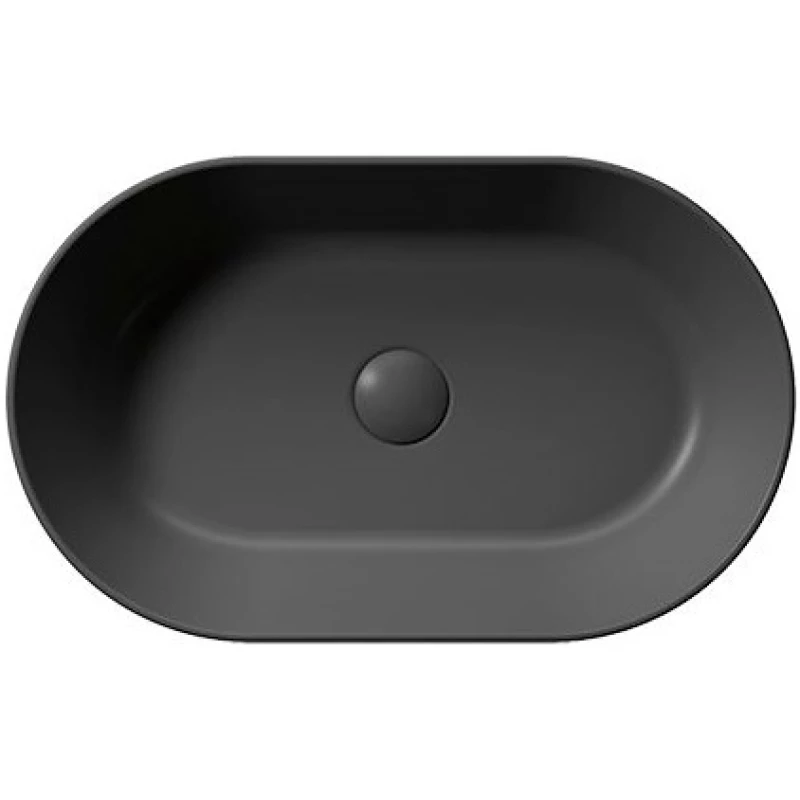 Раковина накладная GSI KUBE X 9458PVC26 600 мм х 370 мм, без отверстия под смеситель, без перелива, с донным клапаном, цвет Чёрный матовый Ardesia
