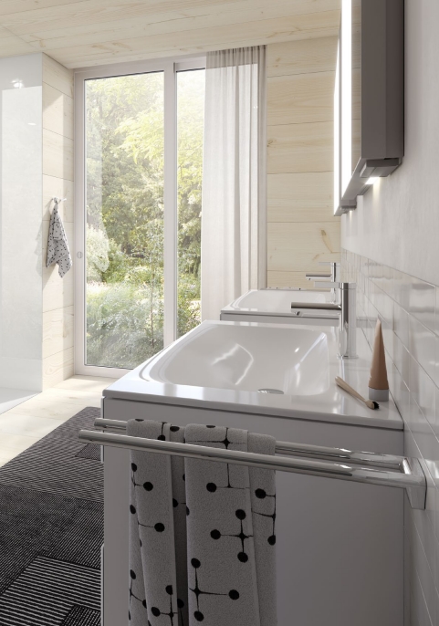 Тумба под раковину KEUCO STAGELINE 32882 290000 490 мм х 1000 мм х 625 мм, с 1 выдвижным ящиком, с сифоном, инокс матовый/инокс матовый