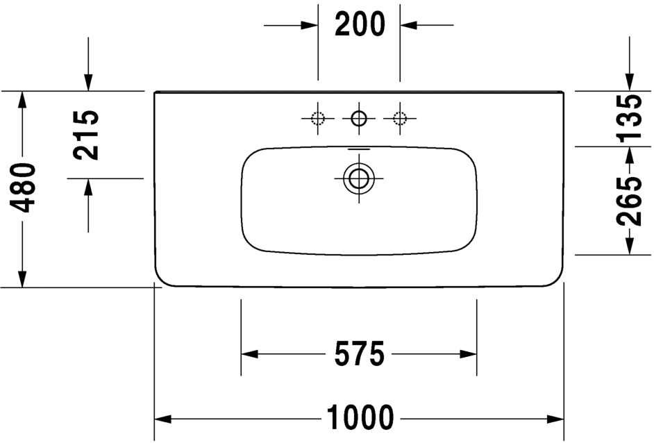 Раковина встраиваемая сверху Duravit DuraStyle 23201000001 с отверстием под смеситель, с переливом, с покрытием WonderGliss, белая