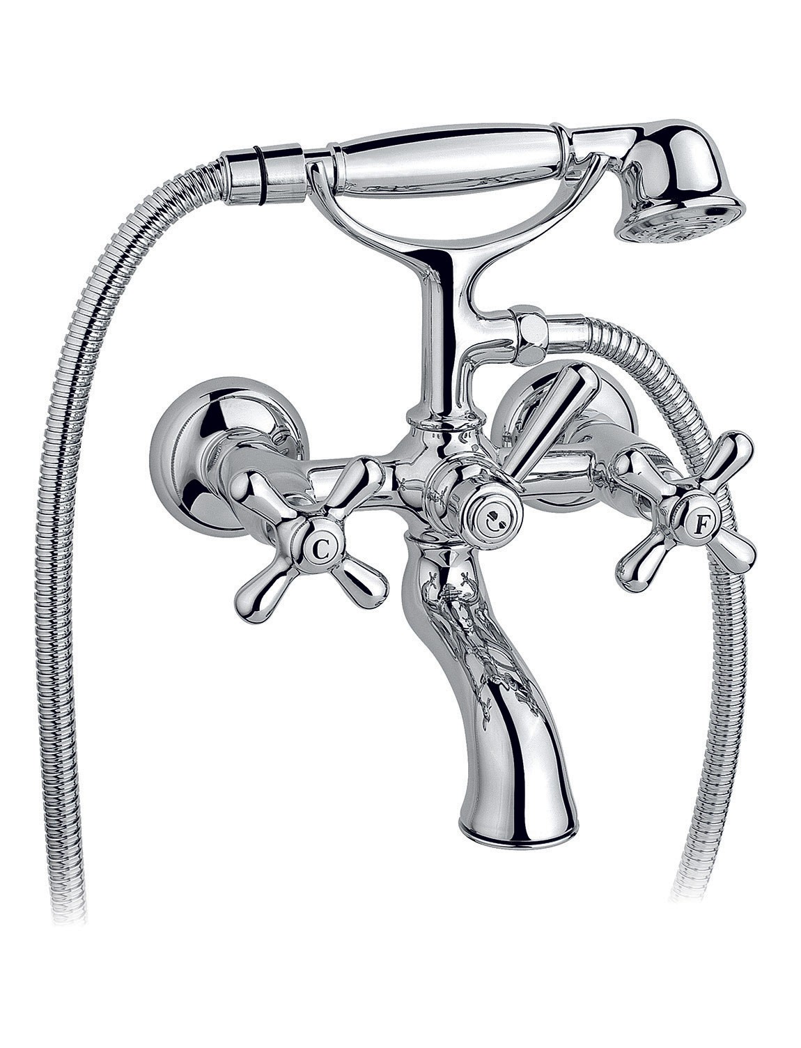 Смеситель для ванны NICOLAZZI NUOVA BRENTA 2501CR с ручным душем, держателем и шлангом, хром