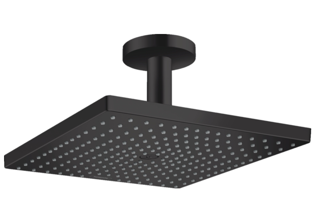 Верхний душ квадратный с потолочным держателем HANSGROHE Raindance Е 26250670 300, 1jet, цвет Чёрный матовый