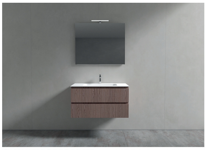 Комплект мебели для ванной комнаты BMT GALAXY  GA-91B  610х1900х504 мм  тумба, раковина, зеркало, цвет Nespola/Ceramica Bianco Lucido