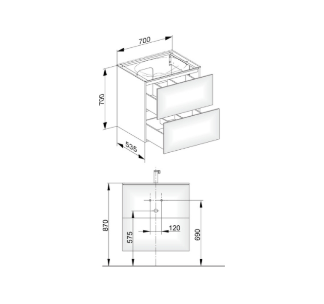 Тумба подвесная под раковину KEUCO EDITION 11 31342 370100 с двумя выдвижными фронтами, с внутренней светодиодной подсветкой, корпус/фасад структурный лак, трюфель