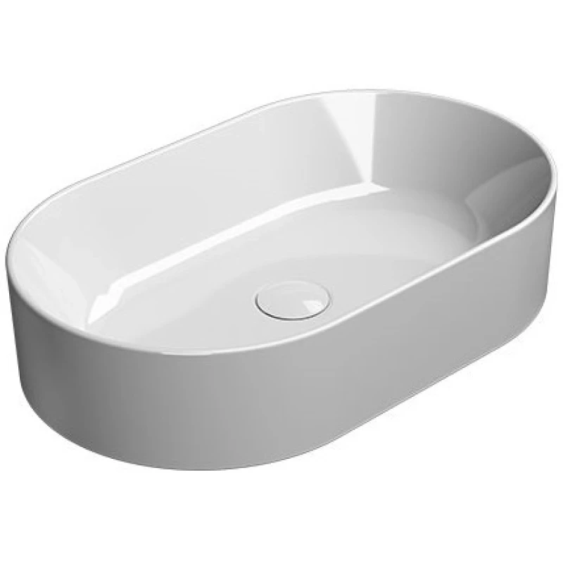 Раковина накладная овальная GSI KUBE X 945811 600 мм х 370 мм, без отверстия под смеситель, без перелива, белая глянцевая
