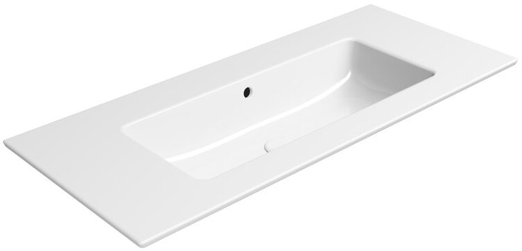 Раковина накладная/подвесная GSI PURA 8886011 1020 мм х 460 мм, без отверстия под смеситель, с переливом, без крепежа, цвет Белый глянцевый