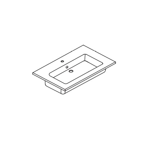 Раковина керамическая BMT MOON 801 741 LAF 010   910х15х515 мм, с отверстием под смеситель, с переливом, белый глянцевый