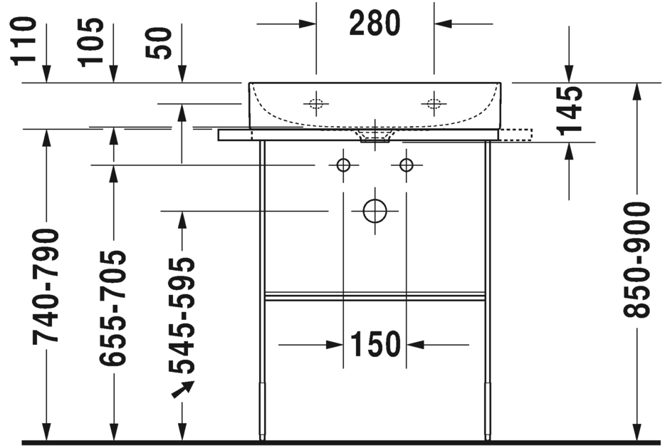 Раковина подвесная Duravit DuraSquare 23536000411 с одним отверстием под смеситель, без перелива, с покрытием  WonderGliss, белая