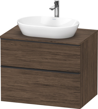 Тумба подвесная под раковину DURAVIT D-Neo DE496702121 800 мм х 550 мм, с консолью, с двумя выдвижными ящиками, орех тёмный