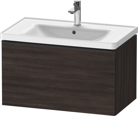 Тумба подвесная под раковину DURAVIT D-Neo DE425505353 784 мм х 452 мм, с одним выдвижным ящиком, каштан тёмный