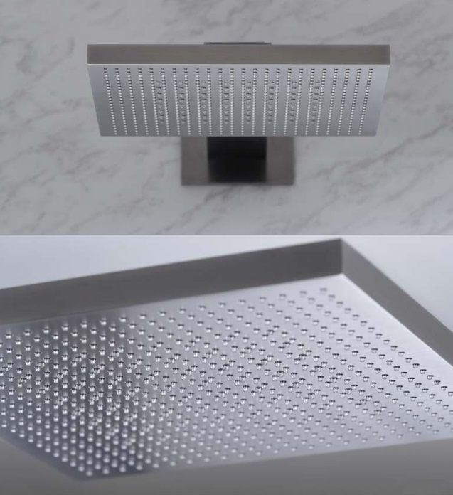 Двухрежимный настенный верхний душ с держателем ALMAR Velvet Rain E044277.MS 300 мм х 300 мм, цвет Нержавеющая сталь глянцевая