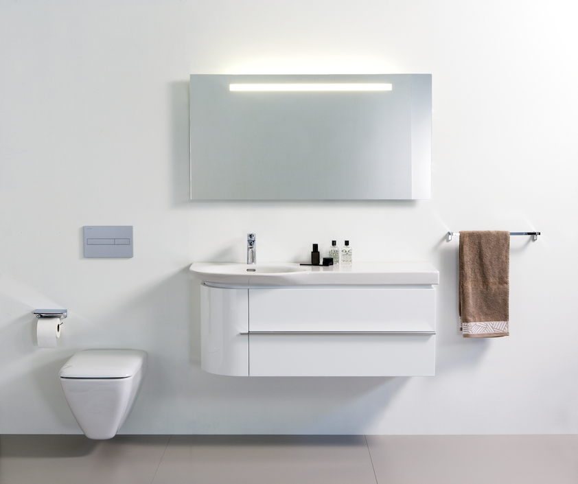 Тумба под раковину  Laufen  Case for Palace  4.0153.2.075.475.1    84,1 см, 2 ящика справа, 1 дверца слева, белый глянцевый,  для 8.1670.2