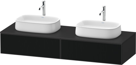 Тумба подвесная под две раковины DURAVIT ZENCHA ZE4815B63800000 550 мм х 1600 мм х 281 мм, с 2 выдвижными ящиками, чёрное стекло/графит суперматовый