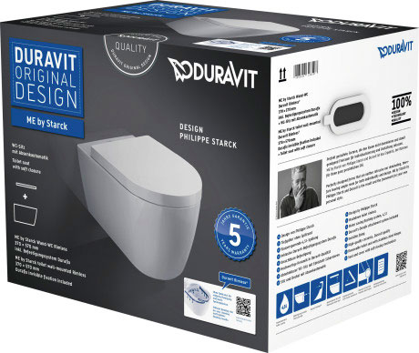 Подвесной унитаз Duravit ME By Starck Rimless 45290900A1 57 см с сиденьем (комплект)