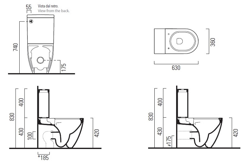 Унитаз напольный безободковый GSI PURA 8806F08 630 мм х 360 мм, Swirlflush, с креплением, цвет Creta Matte (старый артикул 880608)