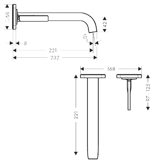 Внешняя часть однорычажного смесителя для раковины AXOR Citterio E 36106950, с отдельными розетками, цвет Шлифованная медь