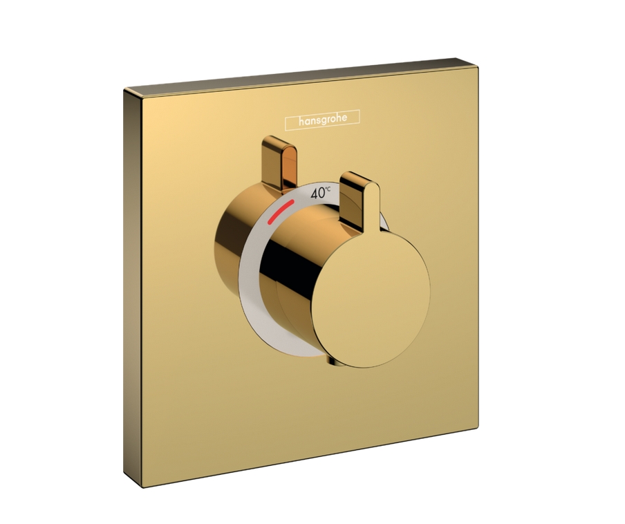 Квадратная наружная часть термостата Hansgrohe Shower Select Highflow 15760990 Цвет полированное золото