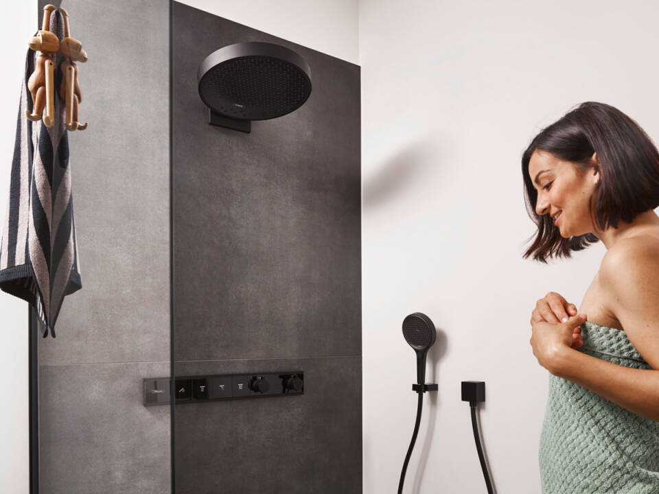 Верхний душ круглый настенный HANSGROHE Rainfinity 26234670 360, 1jet, цвет Чёрный матовый