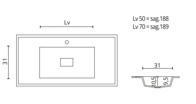 Раковина со столешницей BMT IKON COVER RIM 870 811 174 02.4 CR   1740х22х502 мм, с отверстием под смеситель, с бортиком, цвет белый матовый