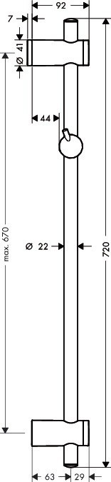 Штанга для душа 72 см Hansgrohe Unica Reno 27704000 Хром