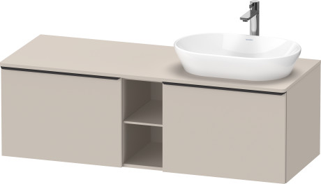 Тумба подвесная под раковину справа DURAVIT D-Neo DE4950R9191 1400 мм х 550 мм, с 2 выдвижными ящиками и открытой полкой, серо-коричневый матовый
