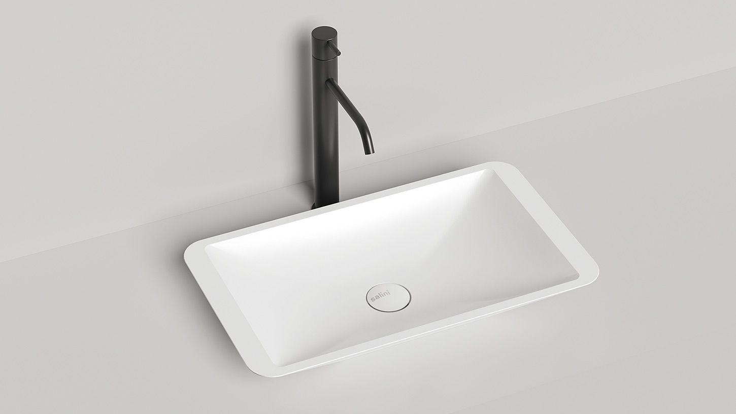 Раковина накладная прямоугольная SALINI CALLISTA 03 1101207SM 350х575х90мм, S-Stone, без донного клапана, цвет Белый матовый