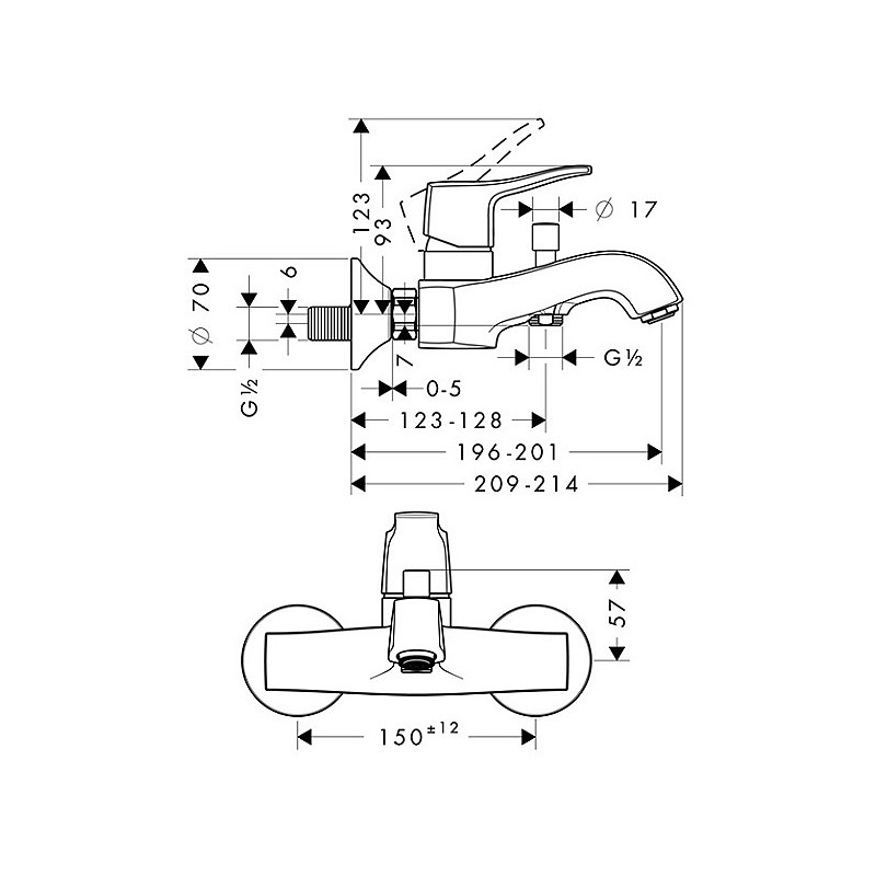 Смеситель для ванны Hansgrohe Metris Classic 31478000 Хром