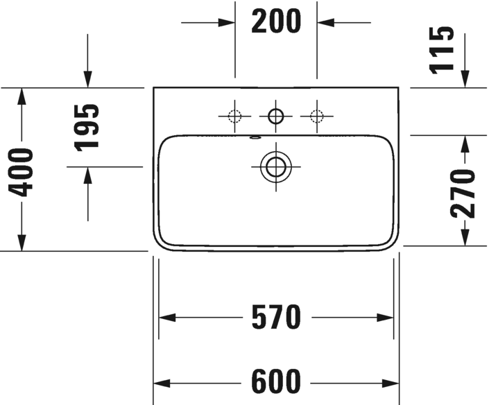 Раковина подвесная Duravit me by starck 2343600000 60х40см